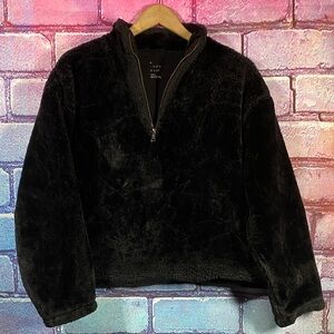 A New Day Fleece Pullover Black Womens S Quarter Zip Cozy